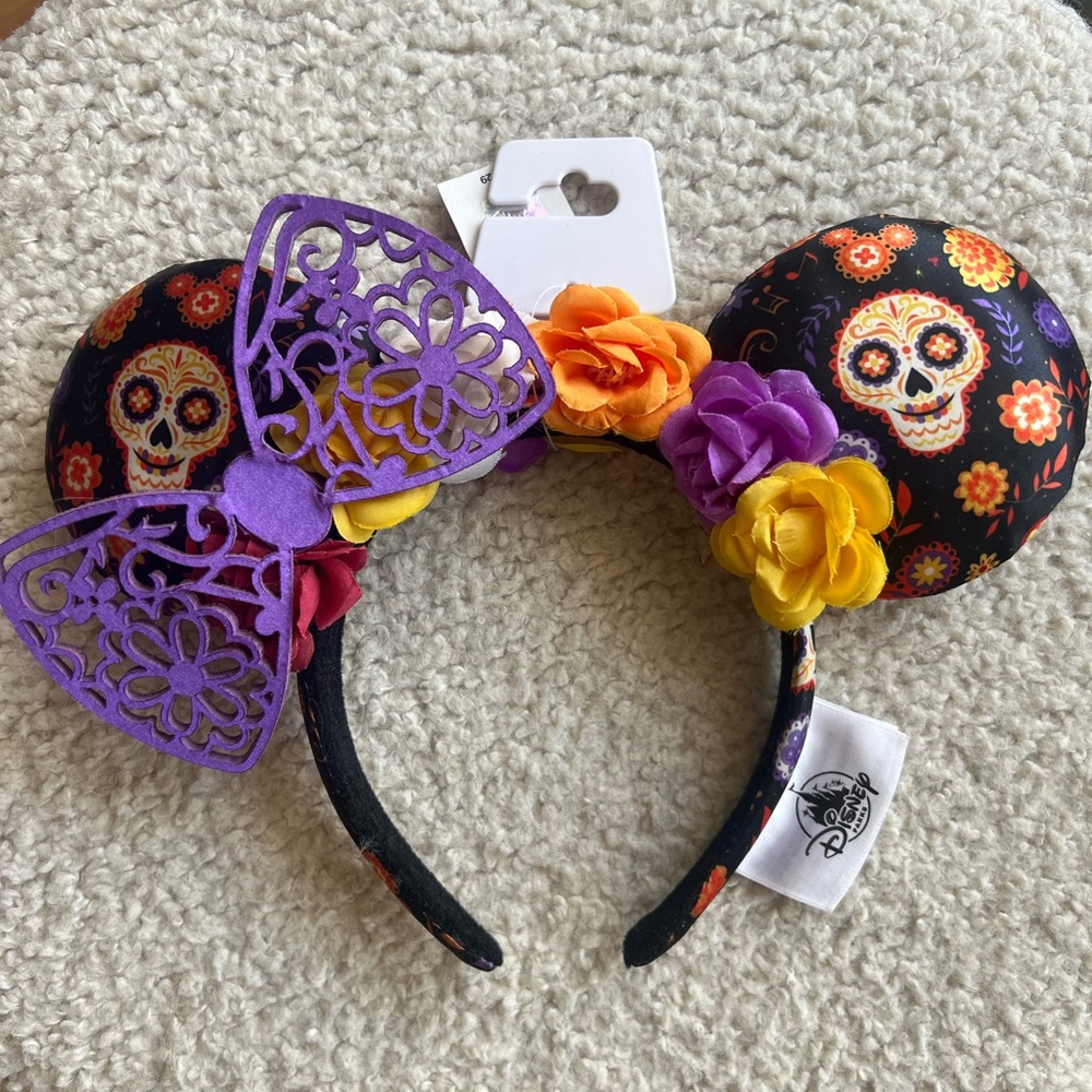 Disney Black and Purple Floral Skull Headband